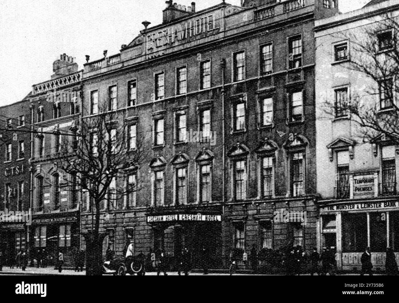 Wo Captain McCormack und Leutnant L Wilde ermordet wurden , das Gresham Hotel , Sackville Street , Dublin . 14 Männer, eine Mischung aus Geheimdienstoffizieren der britischen Armee, Royal Irish Constabulary Offizieren und Zivilisten ("Cairo Gang"), wurden am Morgen des 21. November 1920 von der IRA ermordet. Stockfoto