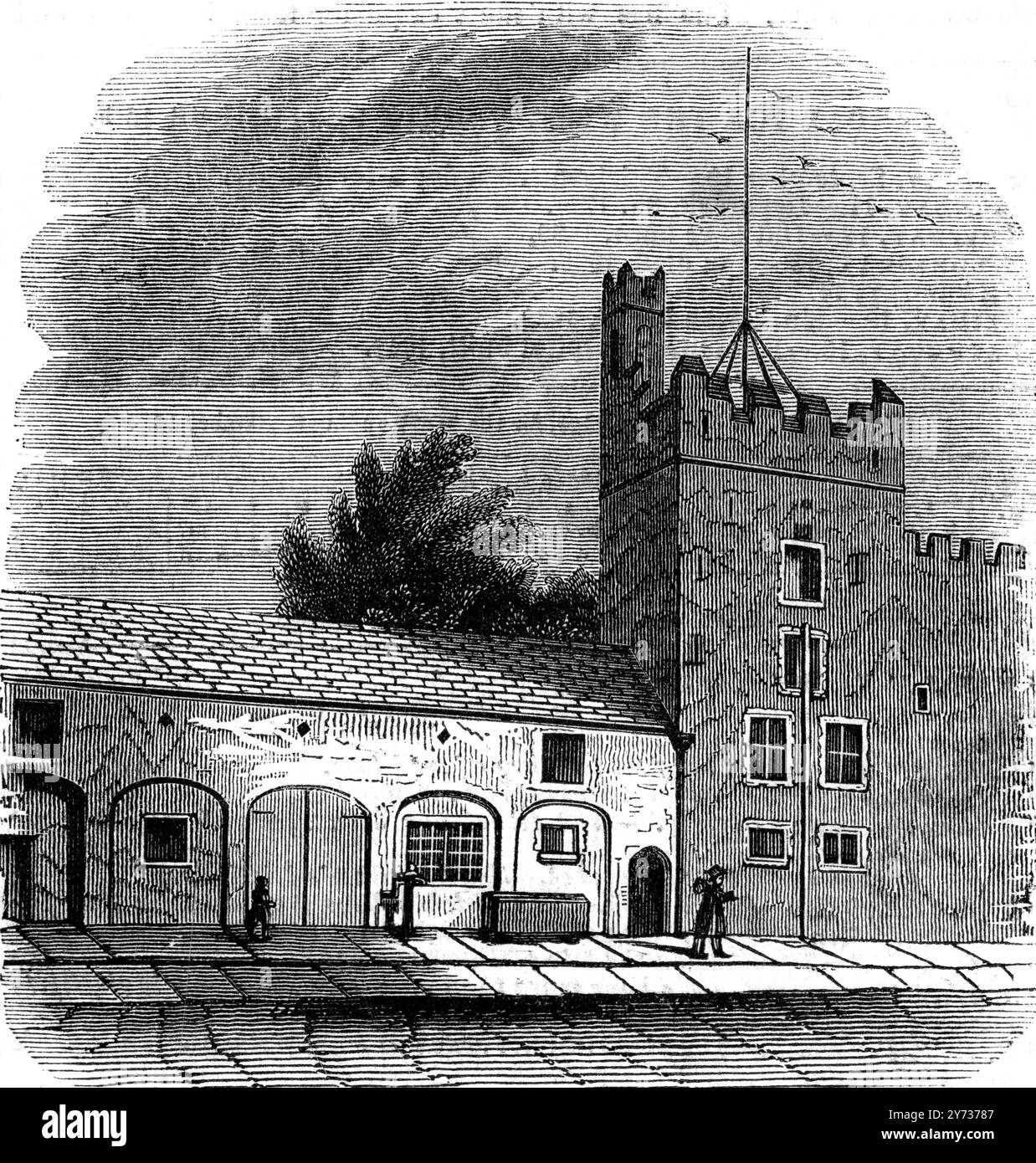 Das größte Teleskop der Welt. William Parsons , 3. Earl of Rosse : 17. Juni 1800 - 31. Oktober 1867 , war ein anglo-irischer Pionier-Astronom, der mehrere Teleskope in seiner Residenz Birr Castle in Parsonstown, County Offaly, Irland bauen ließ . Ein Blick auf Lord Rosse's Werkstatt. 9. September 1843 Stockfoto