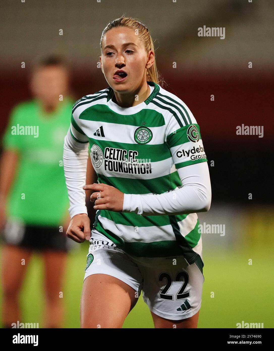 Celtic's Lucy Ashworth-Clifford während der UEFA Women's Champions League, Qualifying in der zweiten Runde, Spiel in der zweiten Runde im Albert Bartlett Stadium, Airdrie. Bilddatum: Donnerstag, 26. September 2024. Stockfoto