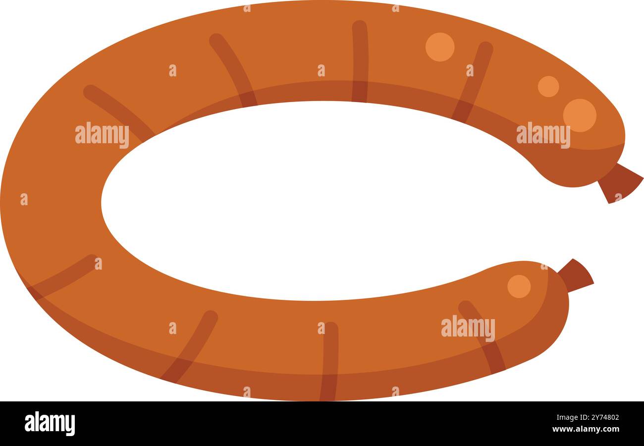 Geschwungene gegrillte Wurst mit knuspriger Kruste, ein Grundnahrungsmittel vieler Küchen Stock Vektor
