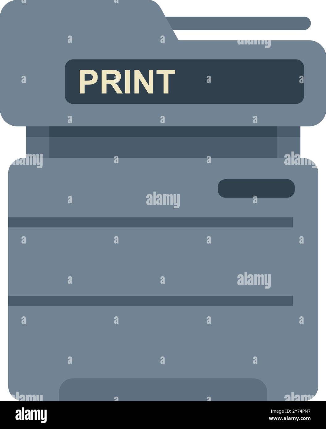 Diese Vektorgrafik bietet einen schlanken und modernen Multifunktionsdrucker, der alle Druckanforderungen in einer geschäftigen Büroumgebung erfüllt Stock Vektor