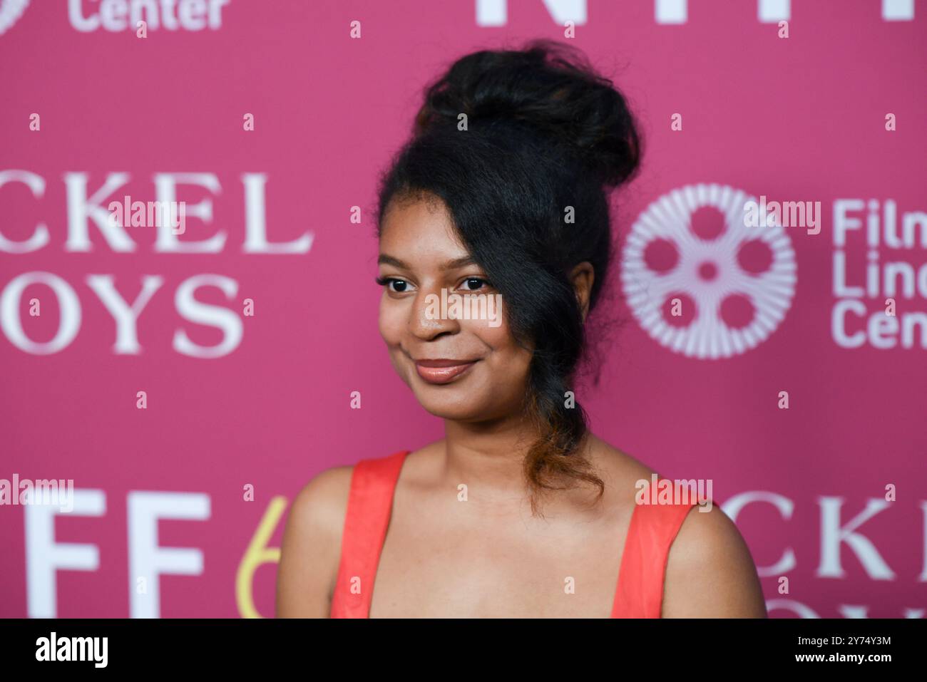 New York, USA. September 2024. Gabrielle Simone Johnson besuchte den roten Teppich der Nickel Boys beim 62. New York Film Festival in der Alice Tully Hall in New York, NY am 27. September 2024. (Foto: Efren Landaos/SIPA USA) Credit: SIPA USA/Alamy Live News Stockfoto