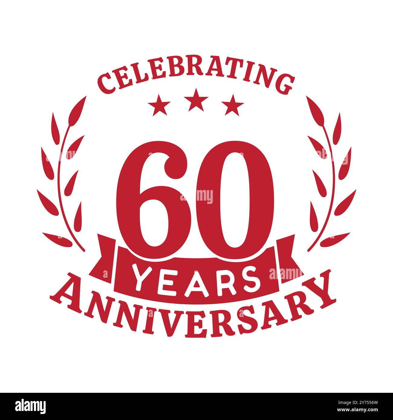 Designvorlage zum 60-jährigen Jubiläum. 60 Jahre Vektor und Illustration Stock Vektor