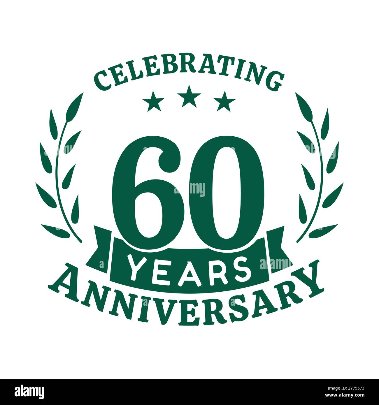 Designvorlage zum 60-jährigen Jubiläum. 60 Jahre Vektor und Illustration Stock Vektor