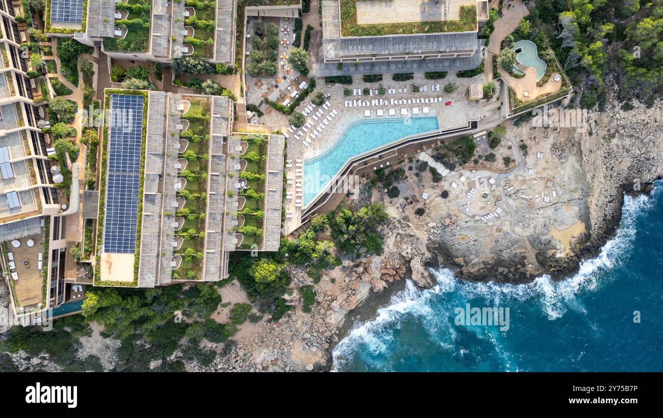 Das Six Senses Hotel in Portinatx auf Ibiza gehört zu den Top 10 Luxushotels der Welt Stockfoto