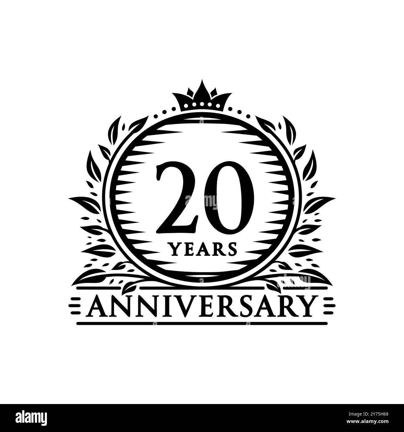 Designvorlage zum 20. Geburtstag. Logo zum 20. Jahrestag. Vektor und Illustration. Stock Vektor