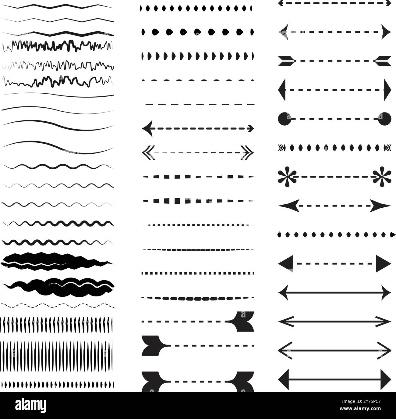 Hand ertränkt Rahmenrand unterstreichen Trennlinie Doodle-Kunst Stock Vektor