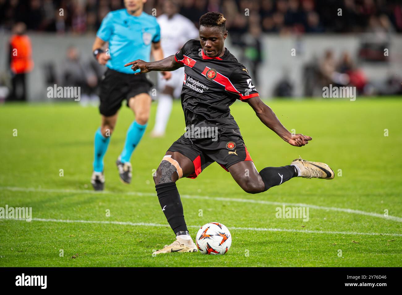 Herning, Dänemark. September 2024. Franculino (7) vom FC Midtjylland wurde während des Spiels der UEFA Europa League zwischen dem FC Midtjylland und TSG Hoffenheim in der MCH Arena in Herning gesehen. Stockfoto