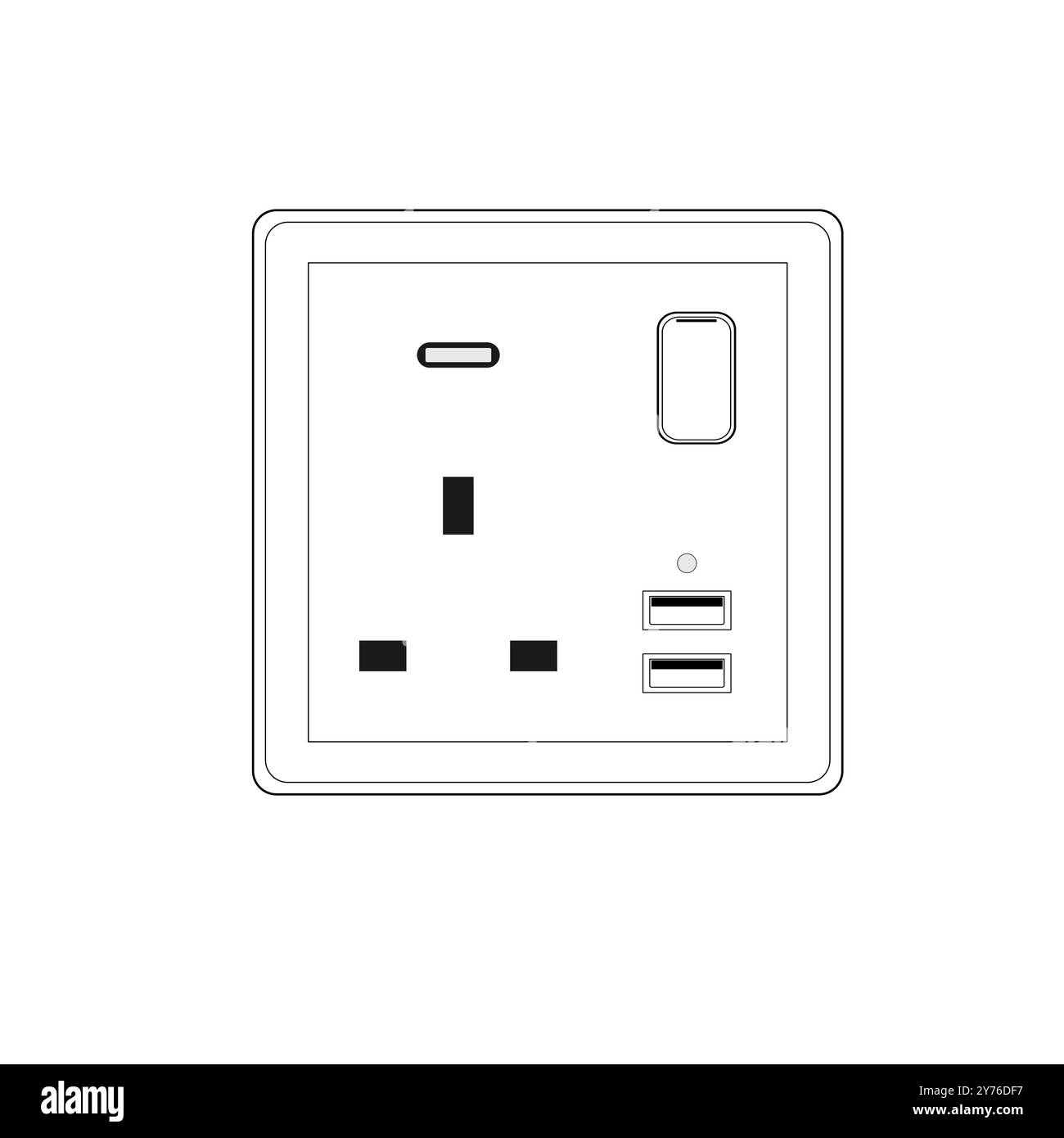 86 Typ Dual USB-Buchse elektrische Stecker Buchsen Wandsteckdose UK-Steckdosenplatte Stock Vektor