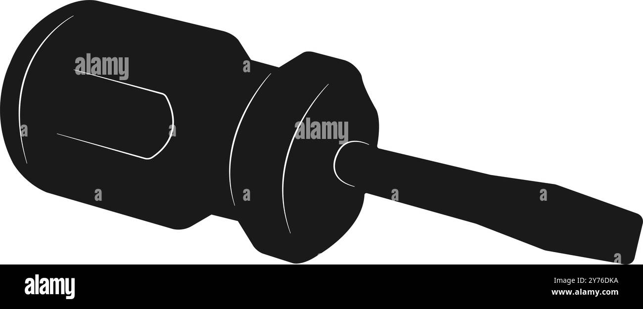 Kurzer flacher Schraubendreher mit paralleler Spitze Stock Vektor
