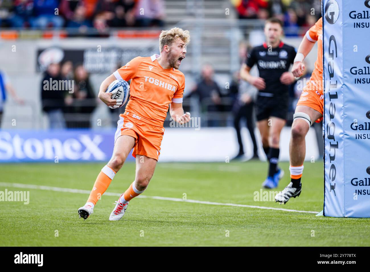 LONDON, VEREINIGTES KÖNIGREICH. 28. September 24. Während Saracens vs Sale Sharks - Gallagher Premiership Rugby Round 2 im StoneX Stadium am Samstag, 28. September 2024. LONDON ENGLAND. Quelle: Taka G Wu/Alamy Live News Stockfoto