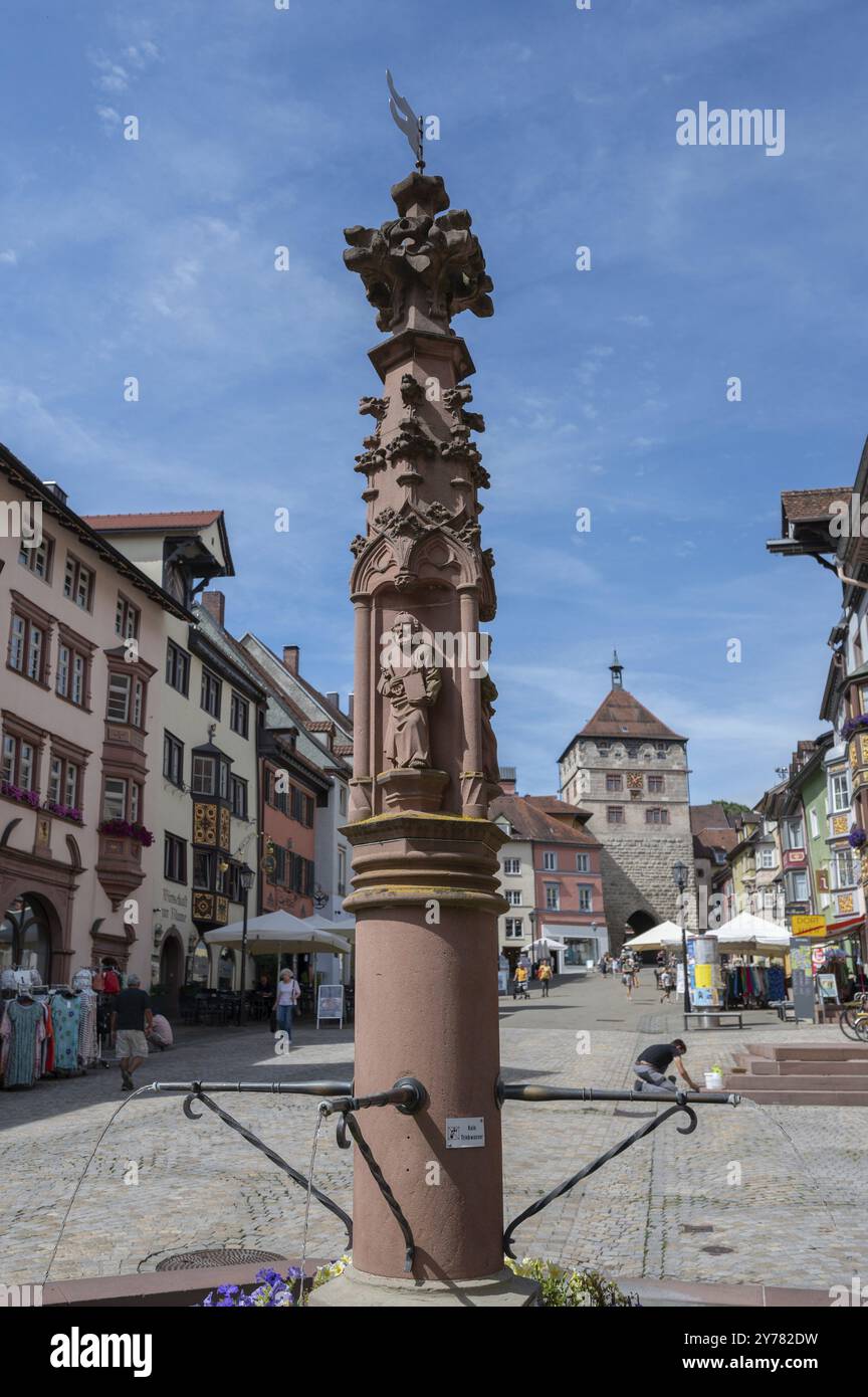 Kolumne aus dem Apostelbrunnen, Hauptstr., Rottweil, Baden-Württemberg, Deutschland, Europa Stockfoto