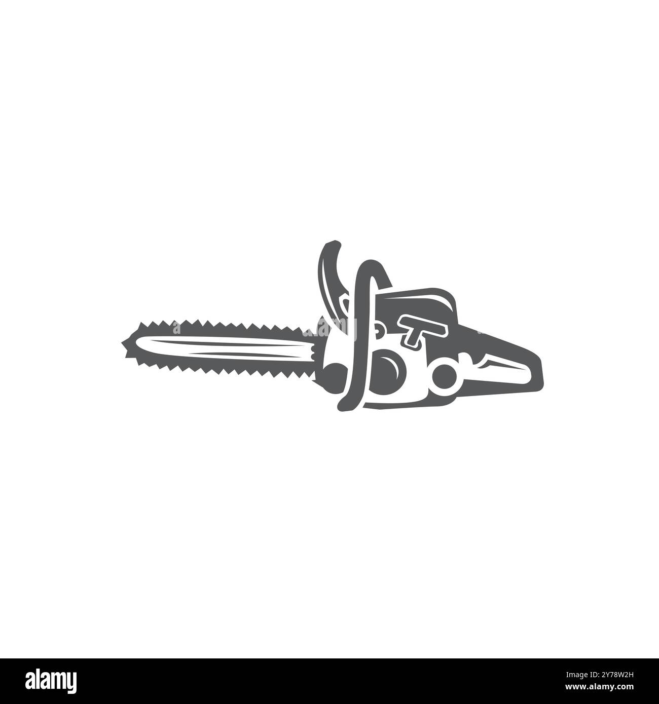 Vektorbild der Motorsäge. Illustration des Motorsägen-Vektors isoliert auf weißem Hintergrund. Professionelle Maschine. Professionelles Kettensägen-Konzept. Holzschneider-Säge. Stock Vektor