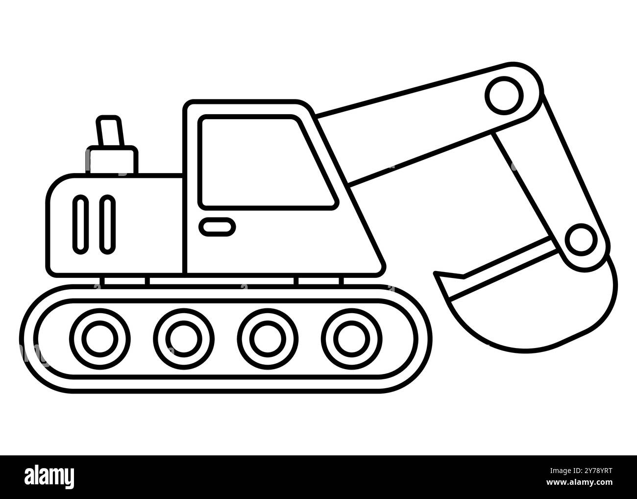 Baggerklammer Art. Umrissdesign zum Zeichnen und Färben von Kindern. Vektorabbildung. Stock Vektor