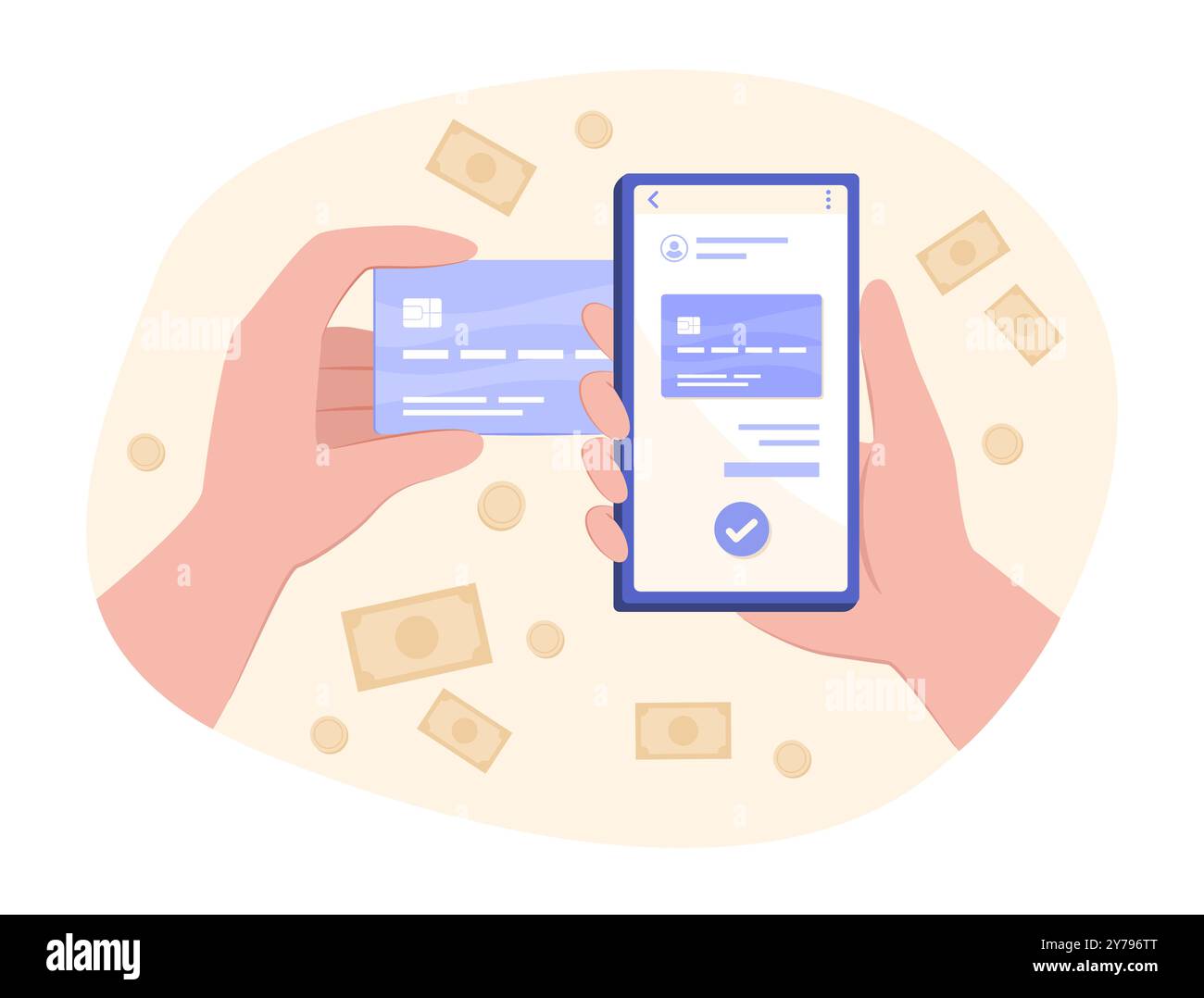 Digitale Online-Zahlung per Smartphone und Kreditkarte für Online-Shopping-Konzept Illustration Stock Vektor