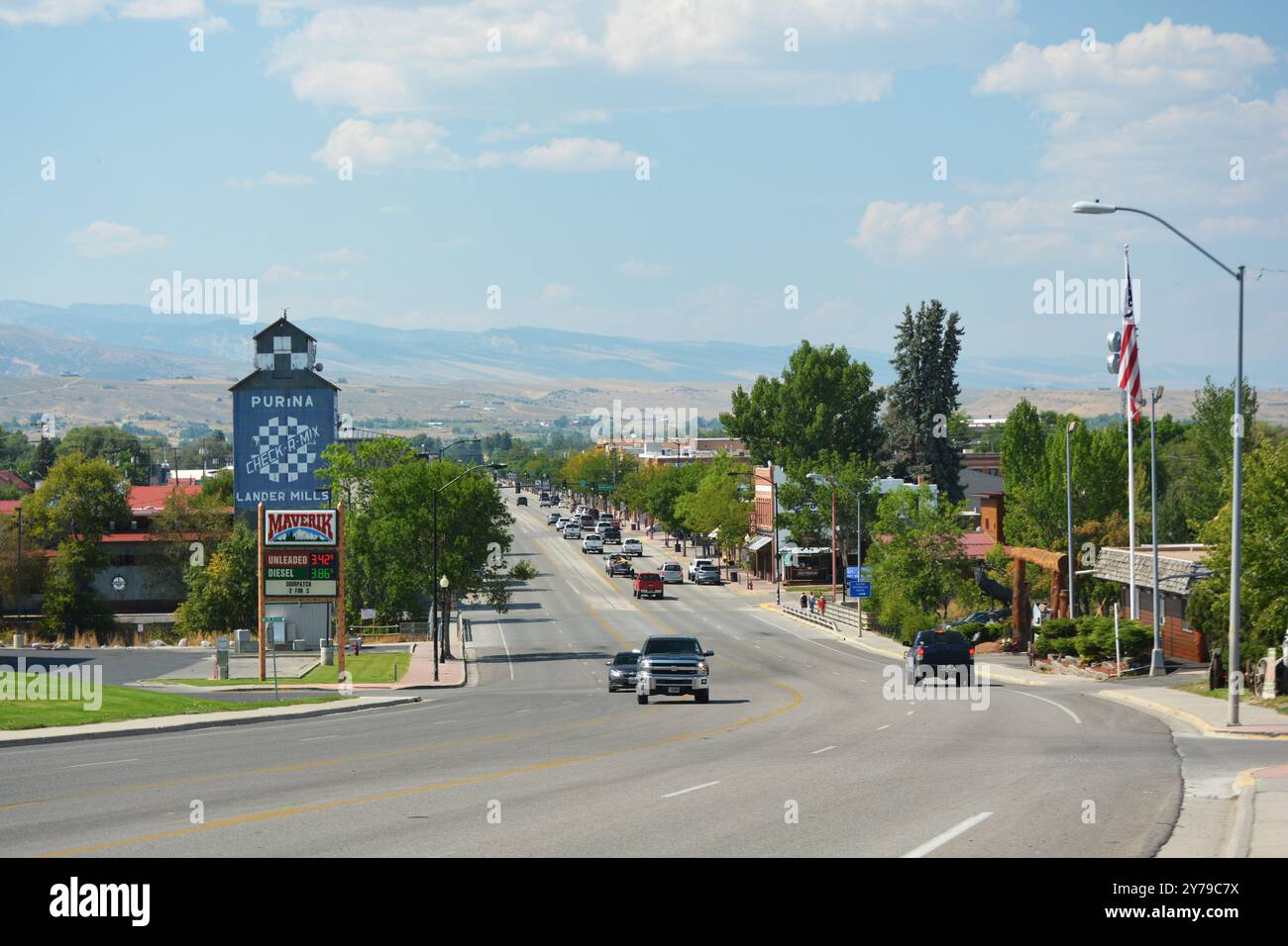 LANDER, WYOMING, USA – 8. September 2024: Lander ist eine Stadt im Zentrum von Wyoming und County Seat des Fremont County. Stockfoto