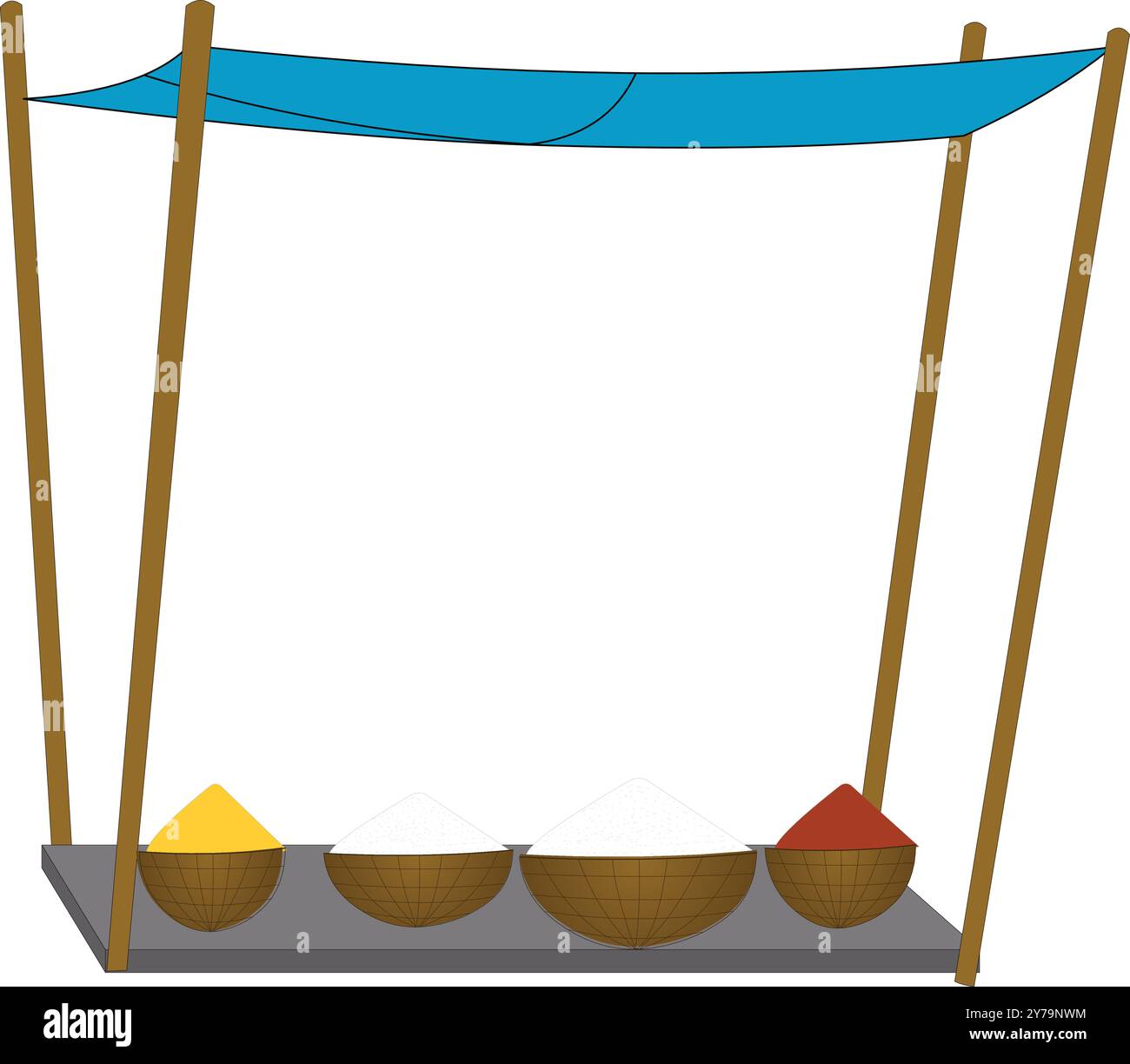 Laden im Dorf. Indischer Dorfmarkt auf dem Boden. Village Shop Element für Zeichentrick Animation Vektor Illustration isoliert auf weiß Stock Vektor