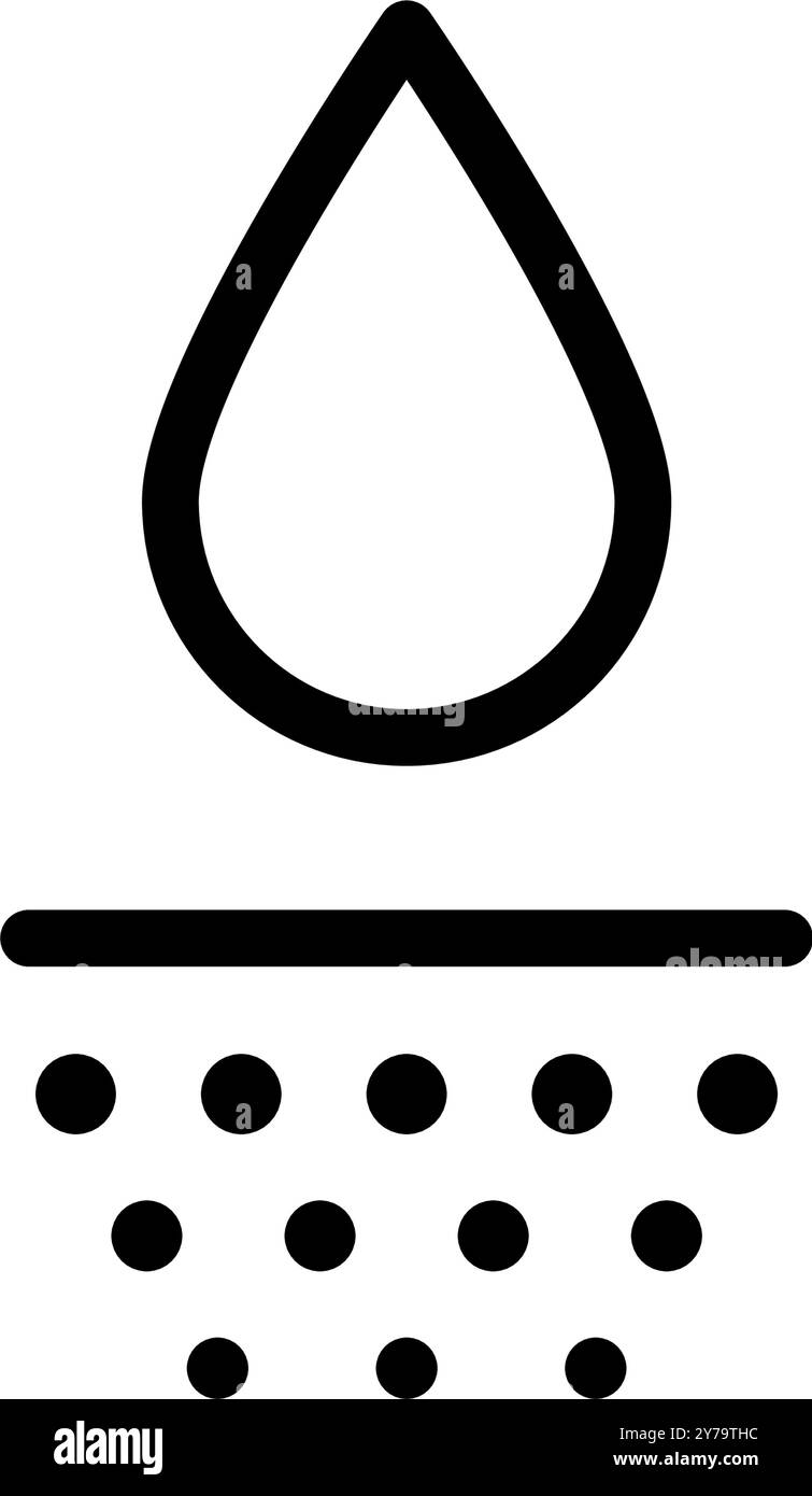 Symbol für Wasseraufnahmemittel. Symbol für tiefe Hydration der Haut. Gesichtspflegewirkung. Symbol für feuchtigkeitsspendende Haut. Wassertropfen absorbieren Schild. Vektordarstellung isoliert auf Stock Vektor