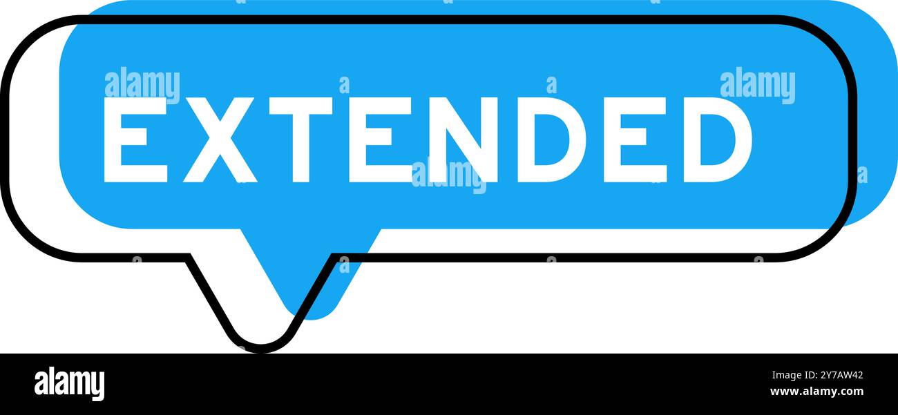 Sprechbanner und Blauschattierung mit Wort auf weißem Hintergrund Stock Vektor