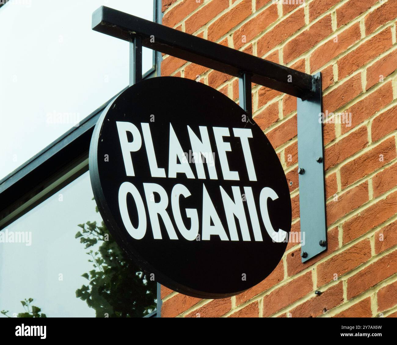 Planet Organic-Schild Stockfoto