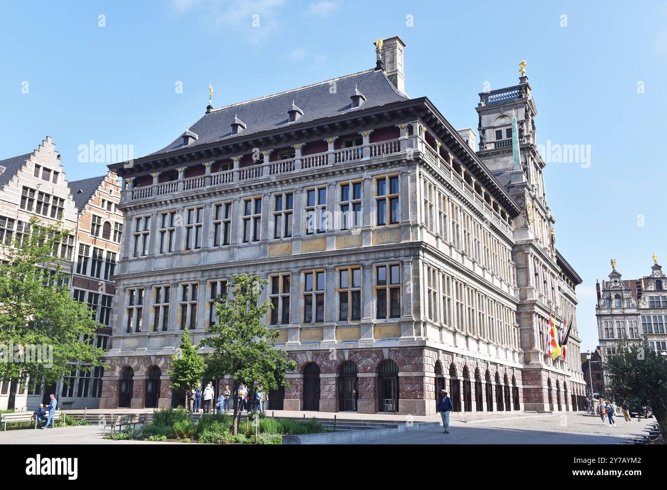 Das Rathaus, Stadhuis, Antwerpen, Belgien, erbaut 1561-65, Architekt Cornelis Floris de Vriendt, im damals neuen Renaissance-Stil, Weltkulturerbe Stockfoto