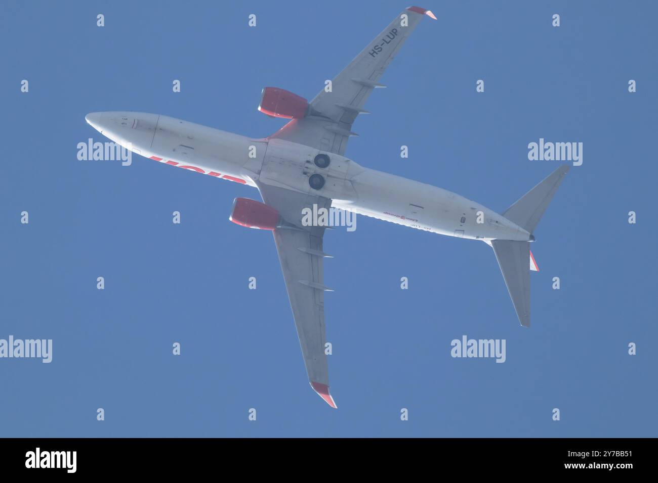 Chiangmai, Thailand - 1. Januar 2024: HS-LUP Boeing 737-800 der Thai Lionair Airline. Fahren Sie vom Flughafen Chiangmai nach Bangkok. Stockfoto