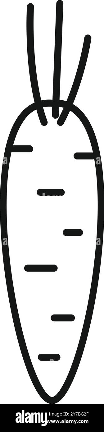 Einfache schwarz-weiße Liniengrafik Illustration einer Karotte stellt einen gesunden Lebensstil dar Stock Vektor