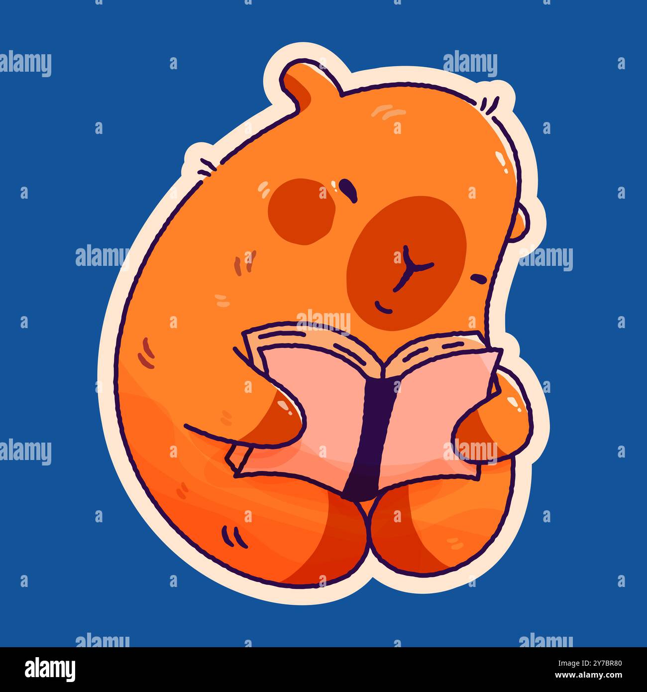Kindlicher Plüschaufkleber Kawaii Capybara. Stock Vektor