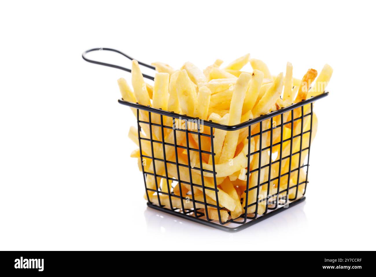 Pommes Frites isoliert auf weißem Hintergrund, perfekt für ein Fast Food- oder Snackkonzept Stockfoto