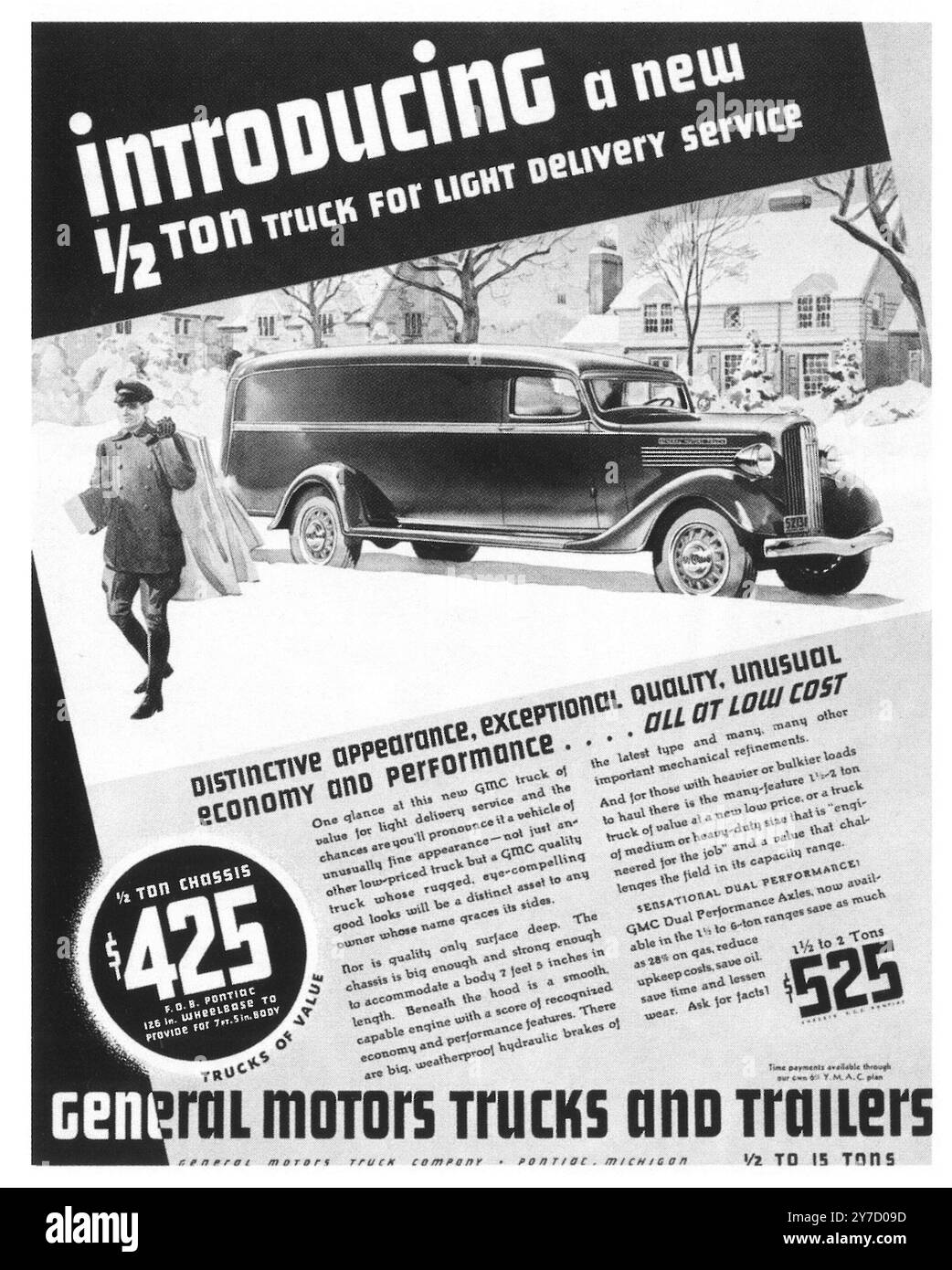1936 GM General Motors 1/2 Tonnen Lieferwagen Werbung Stockfoto