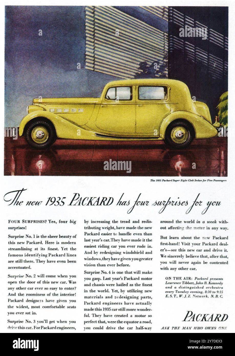 1935 Packard Super Eight Club-Werbung Stockfoto