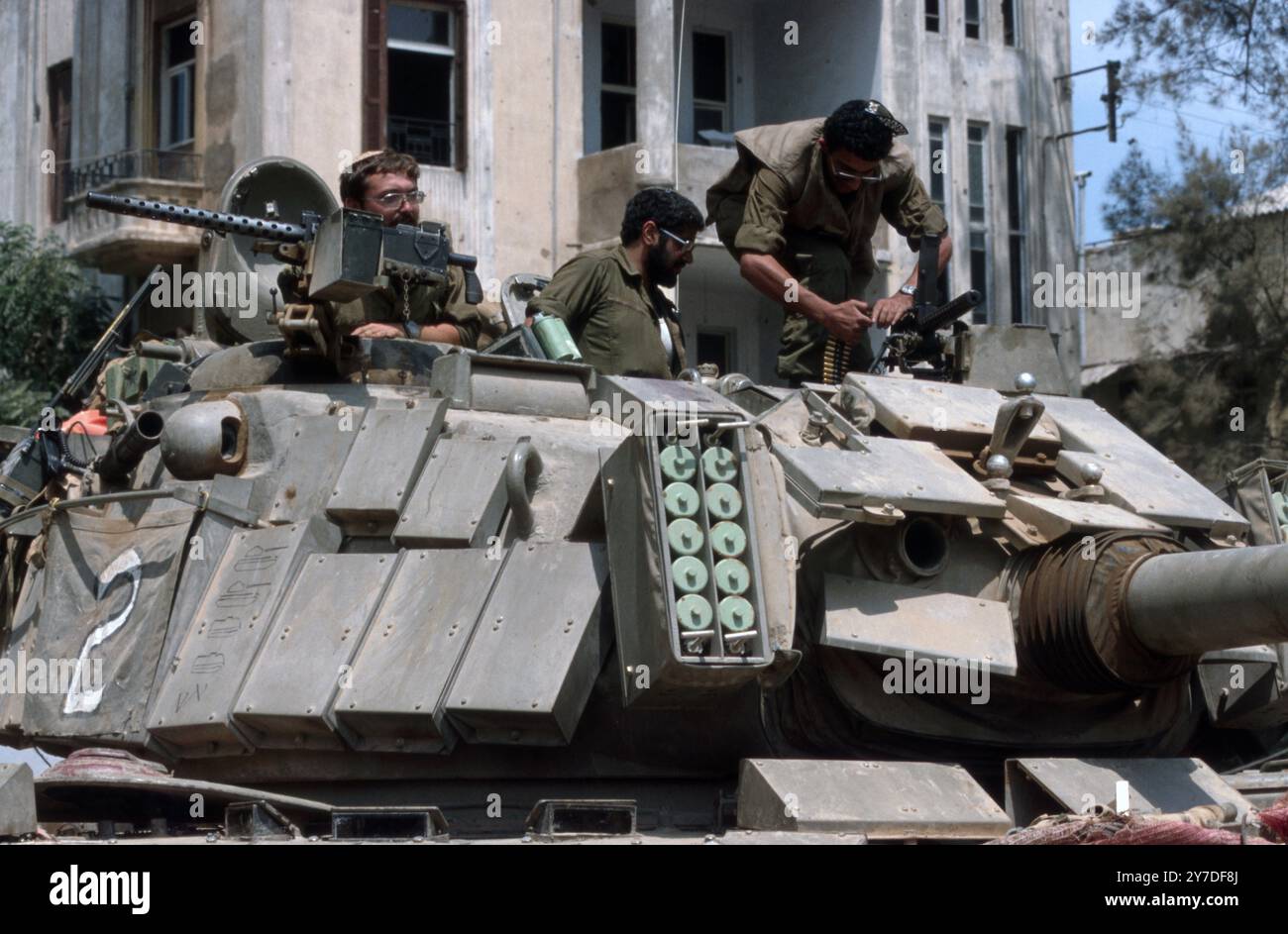 Libanonkrieg 1982 / Libanonkrieg 82 - Beirut - IDF / israelischer Panzer M60 Magach Stockfoto