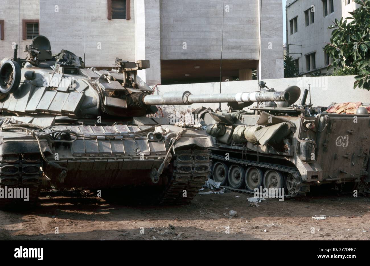 Libanonkrieg 1982 / Libanonkrieg 82 - Beirut - IDF / israelischer Panzer M60 Magach Stockfoto