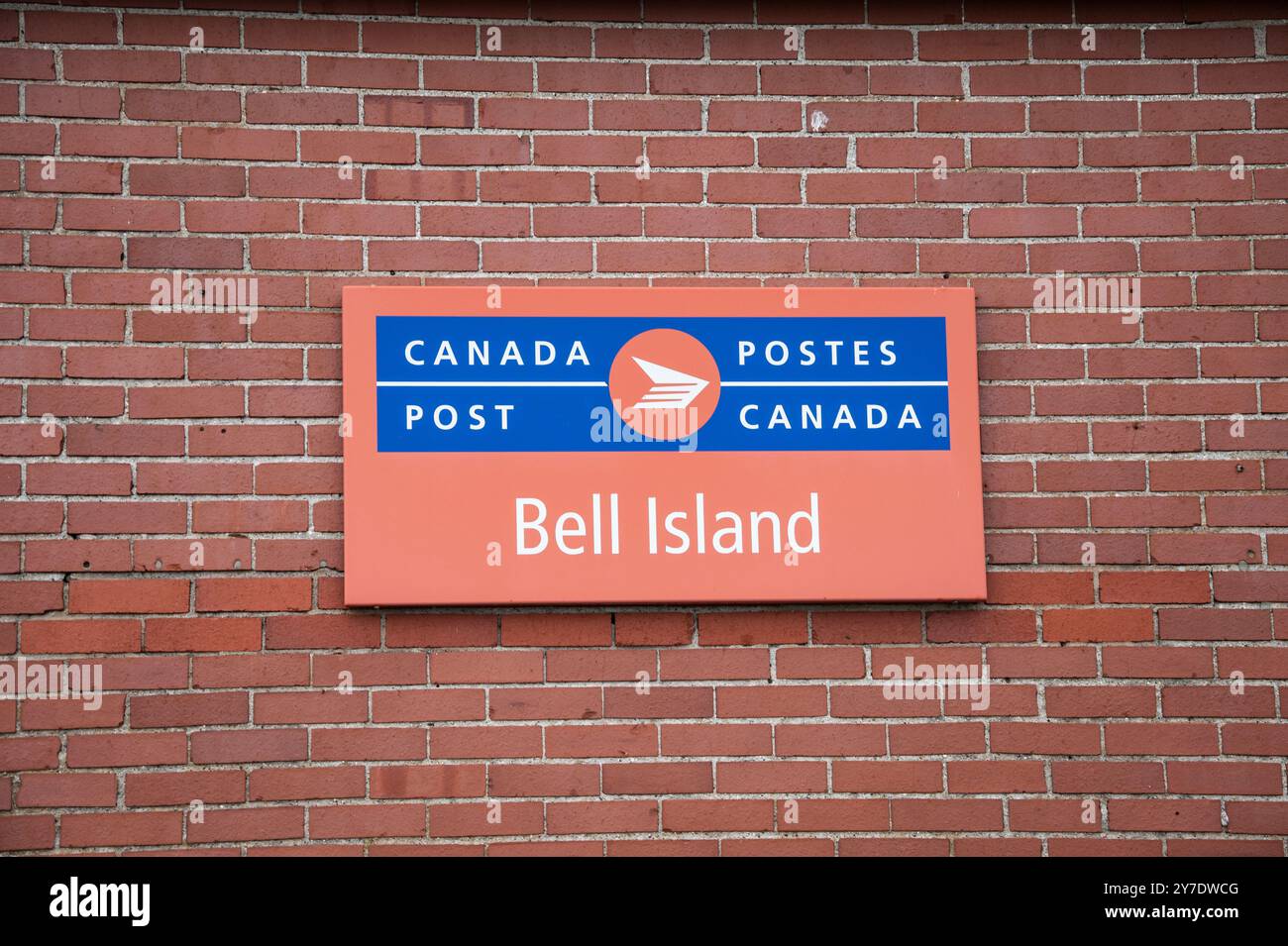 Postschild in Wabana auf Bell Island, Neufundland & Labrador, Kanada Stockfoto