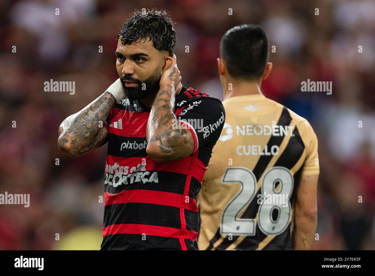 Rio De Janeiro, Brasilien. September 2024. RIO DE JANEIRO, BRASILIEN – 29. SEPTEMBER: GABRIEL BARBOSA aus Flamengo verpasst eine Chance während des Spiels zwischen Flamengo und Athletico Paranaense als Teil der Brasileirao 2024 im Maracana-Stadion am 29. September 2024 in Rio de Janeiro, Brasilien. Quelle: Ruano Carneiro/Alamy Live News Stockfoto