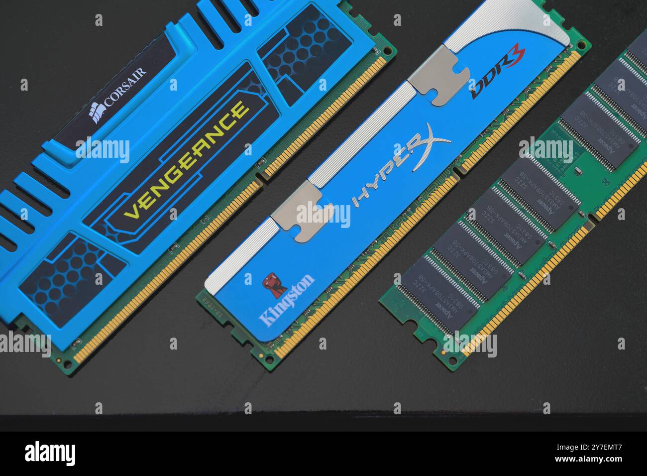 3 DIIMM-Generationen von SDRAM-Chips weltweit Stockfoto