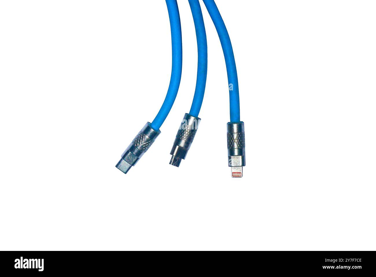 3-in-1-USB-Ladekabel Universal-Multifunktions-Handy-Ladekabel isoliert auf weißem Hintergrund Stockfoto