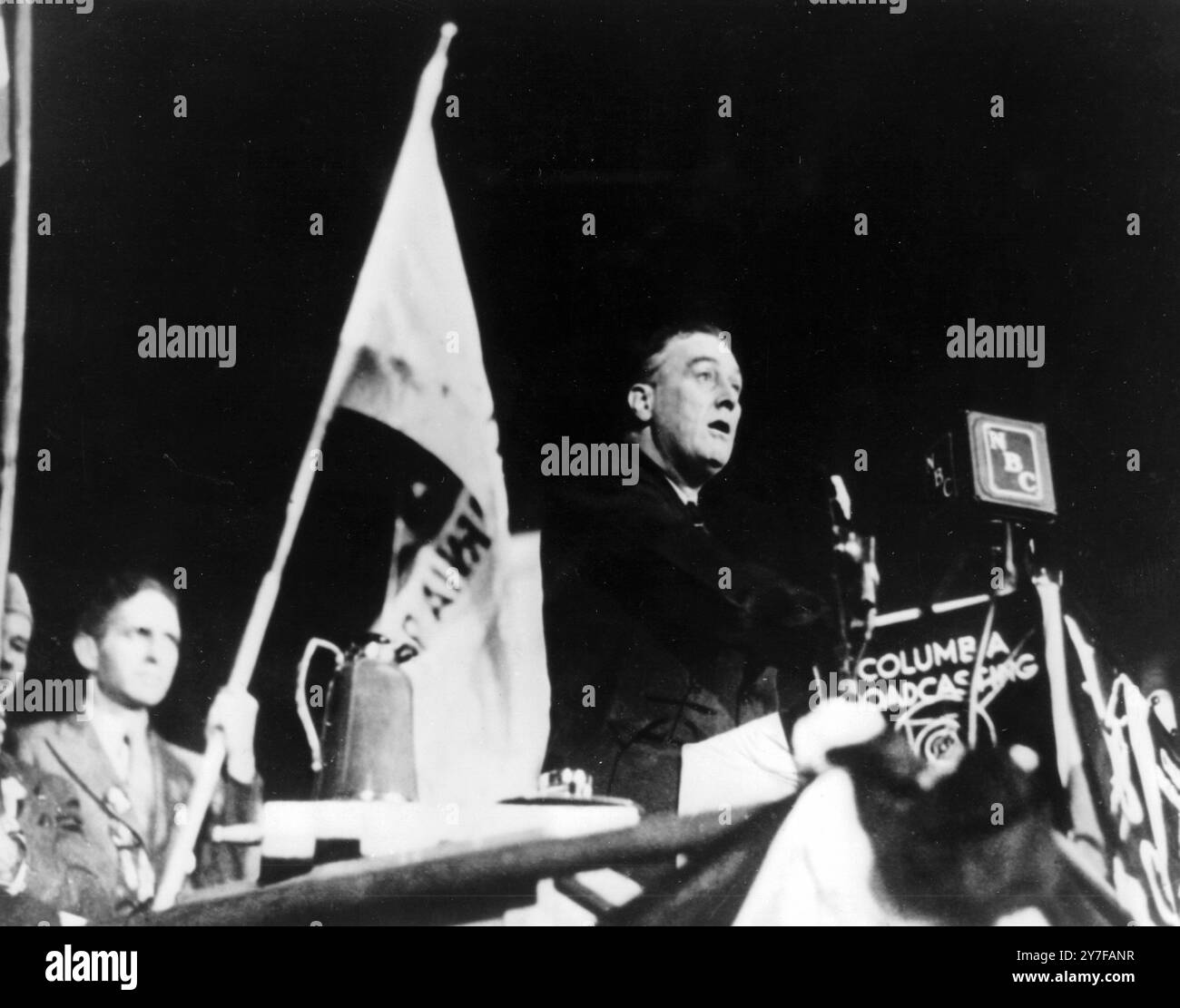 Franklin D Roosevelt hält seine Dankesrede nach seiner Nominierung im Jahr 1932. Stockfoto