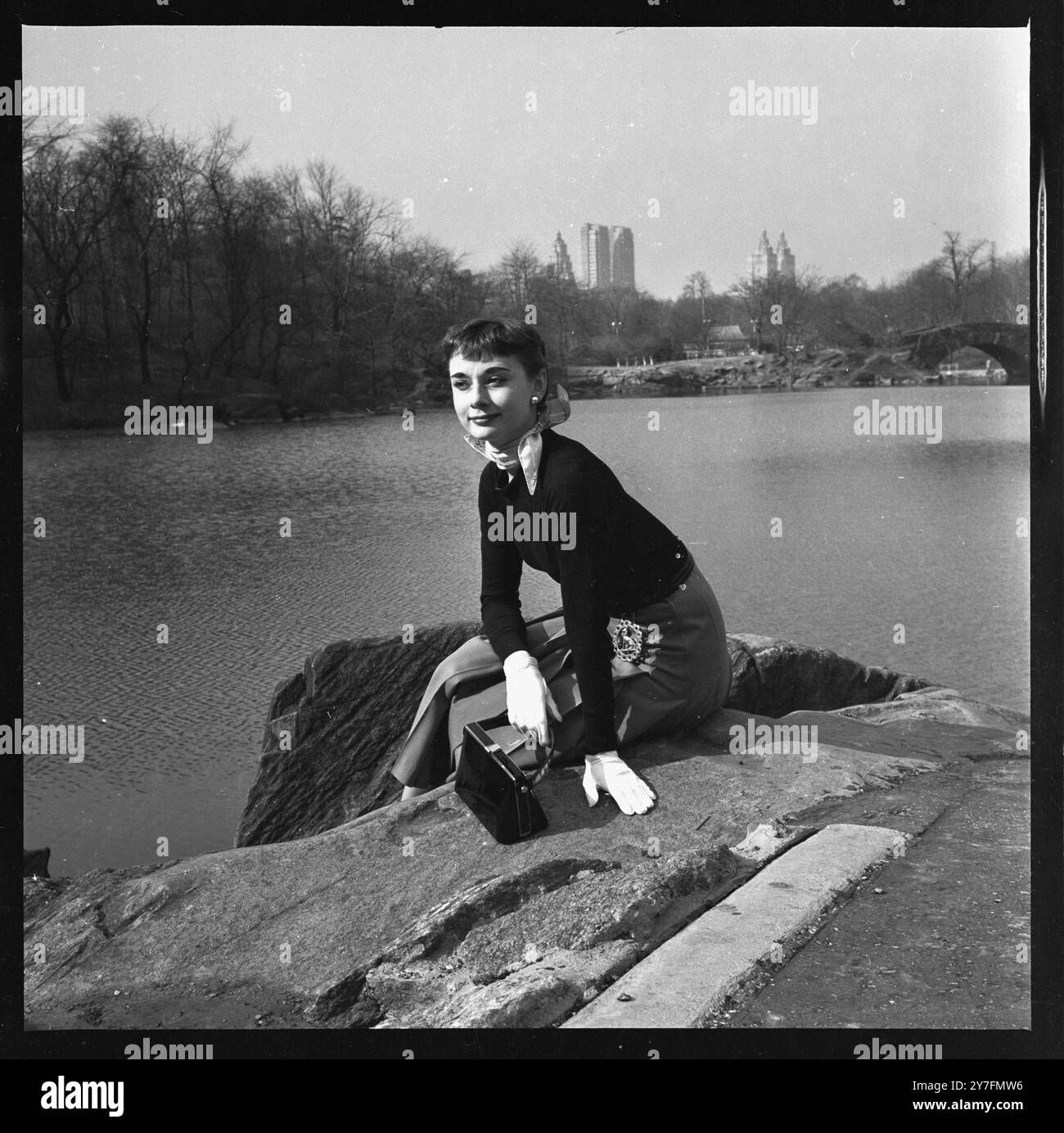 Audrey Hepburn besuchte 1952 New York, USA, wo sie 1952 in Gigi am Broadway in New York spielte. Foto von George Douglas Stockfoto