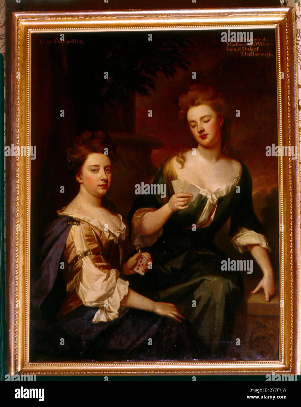 Sarah, Herzogin von Marlborough (Ehefrau des 1. Duke) spielt Karten mit Lady Fitzharding Stockfoto Sarah, Herzogin von Marlborough (Ehefrau des 1. Duke) spielt Karten mit Lady Fitzharding Stockfoto