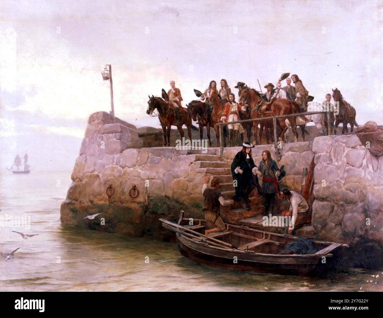 Ein verlorener Flug von Jakob II nach der Schlacht am Boyne Stockfoto