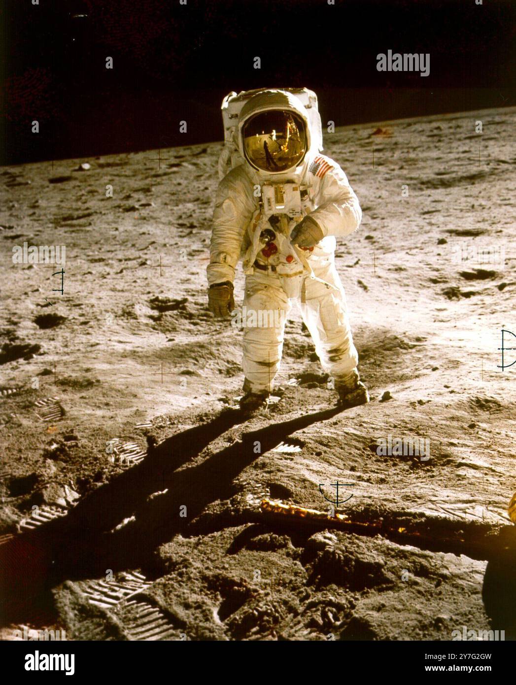 Edwin Buzz Aldrin auf dem Mond. Apollo 11 - 1969 Stockfoto
