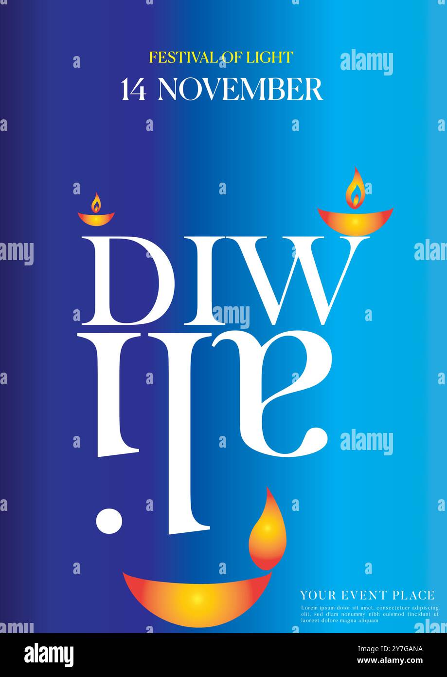 Feiern Sie das Diwali Poster für das große Lichterfest am 14. November mit Freude, Tradition und Gemeinschaftsgeist! Stock Vektor