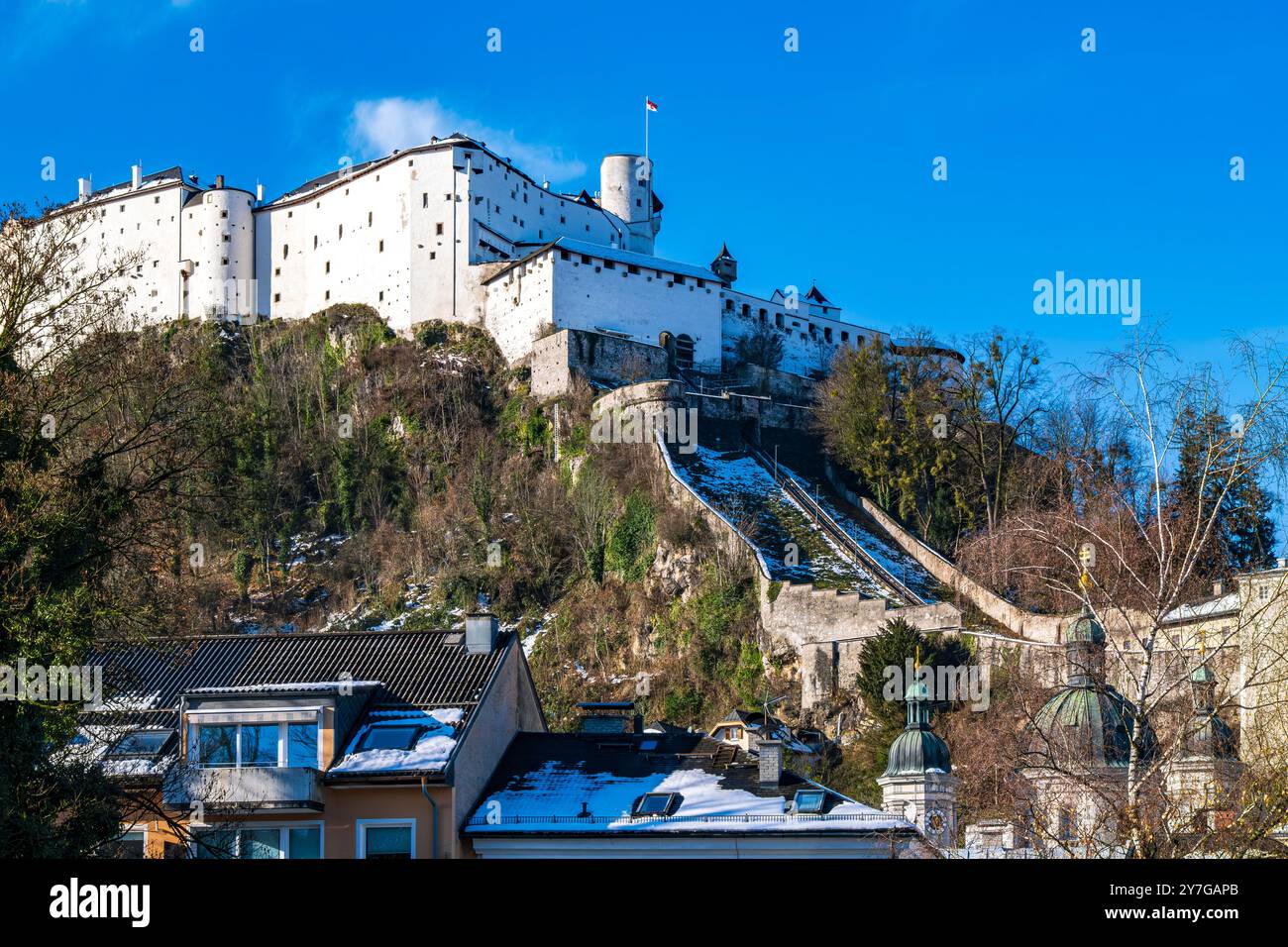 Festung Hohensalzburg auf dem Festungsberg in Salzburg, Österreich. Stockfoto