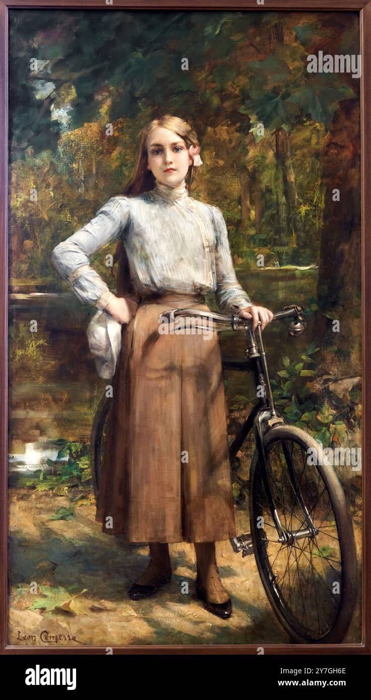 Bicyclette au Vésinet, 1903, Huile sur toile, Léon Comerre, (Trélon, 1850 - Le Vésinet, 1916), Petit Palais, Museum für schöne Kunst der Stadt Paris, Musée des Beaux-Arts de la Ville de Paris, Frankreich. Stockfoto