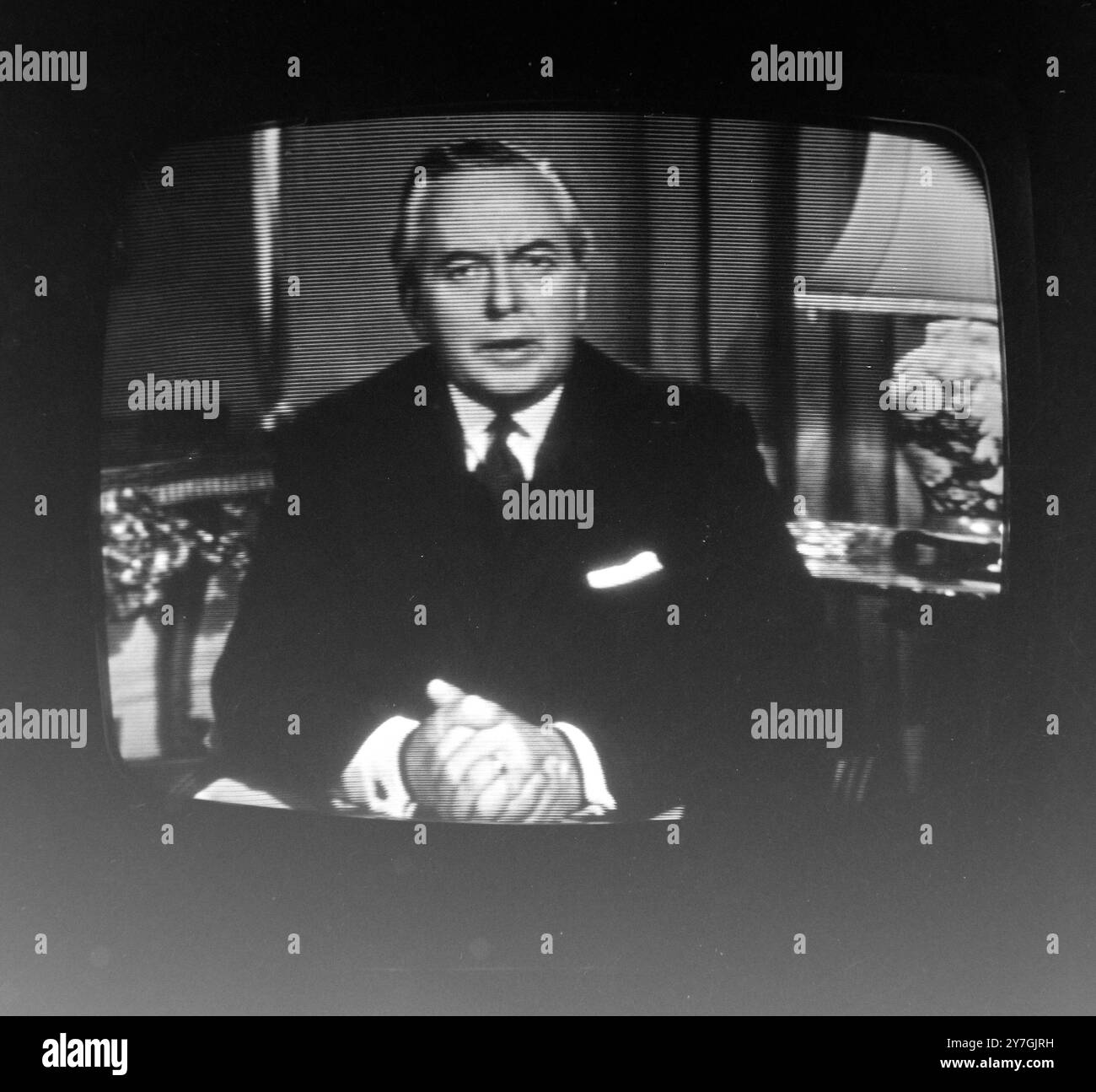 FERNSEHEN NEUER PREMIER HAROLD WILSON SENDET NEUE WIRTSCHAFTSPOLITIK IN LONDON; 26. OKTOBER 1964 Stockfoto