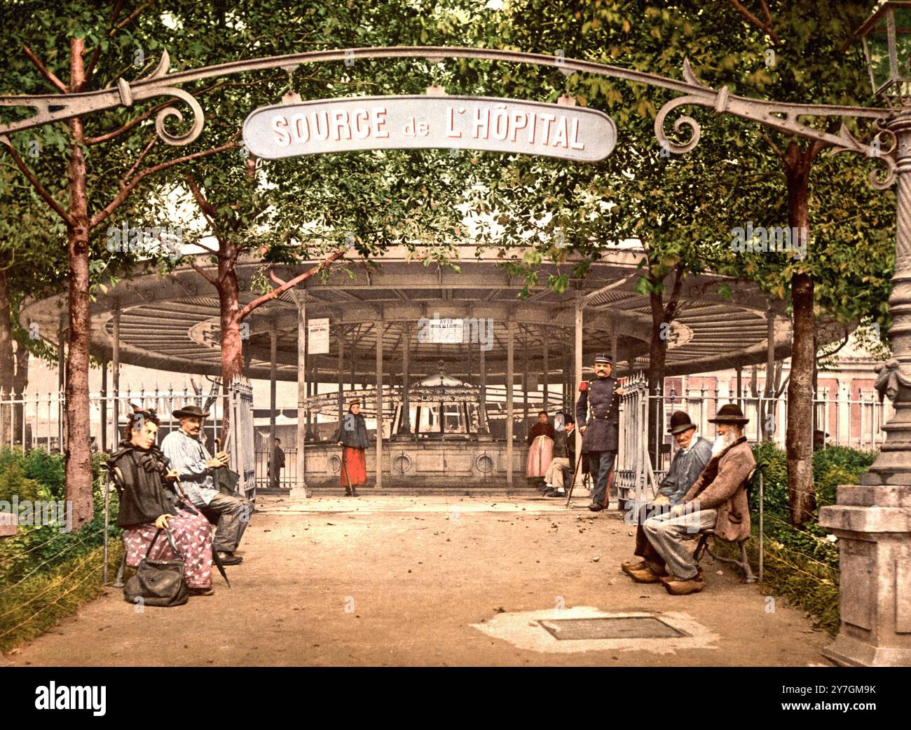 Die Hoptalquelle, heiße Quelle mit 34 Grad, Vichy, Auvergne-Rhône-Alpes, Frankreich, CA 1890, historische, digital restaurierte Reproduktion eines Originals aus dem 19. Jahrhundert, Rekorddatum nicht angegeben / , die Hoptalquelle, heiße Quelle mit 34 Grad, Frankreich, historisch, digital restaurierte Reproduktion von einer Vorlage aus dem 19. Jahrhundert. Jahrhundert, Datum nicht angegeben Stockfoto