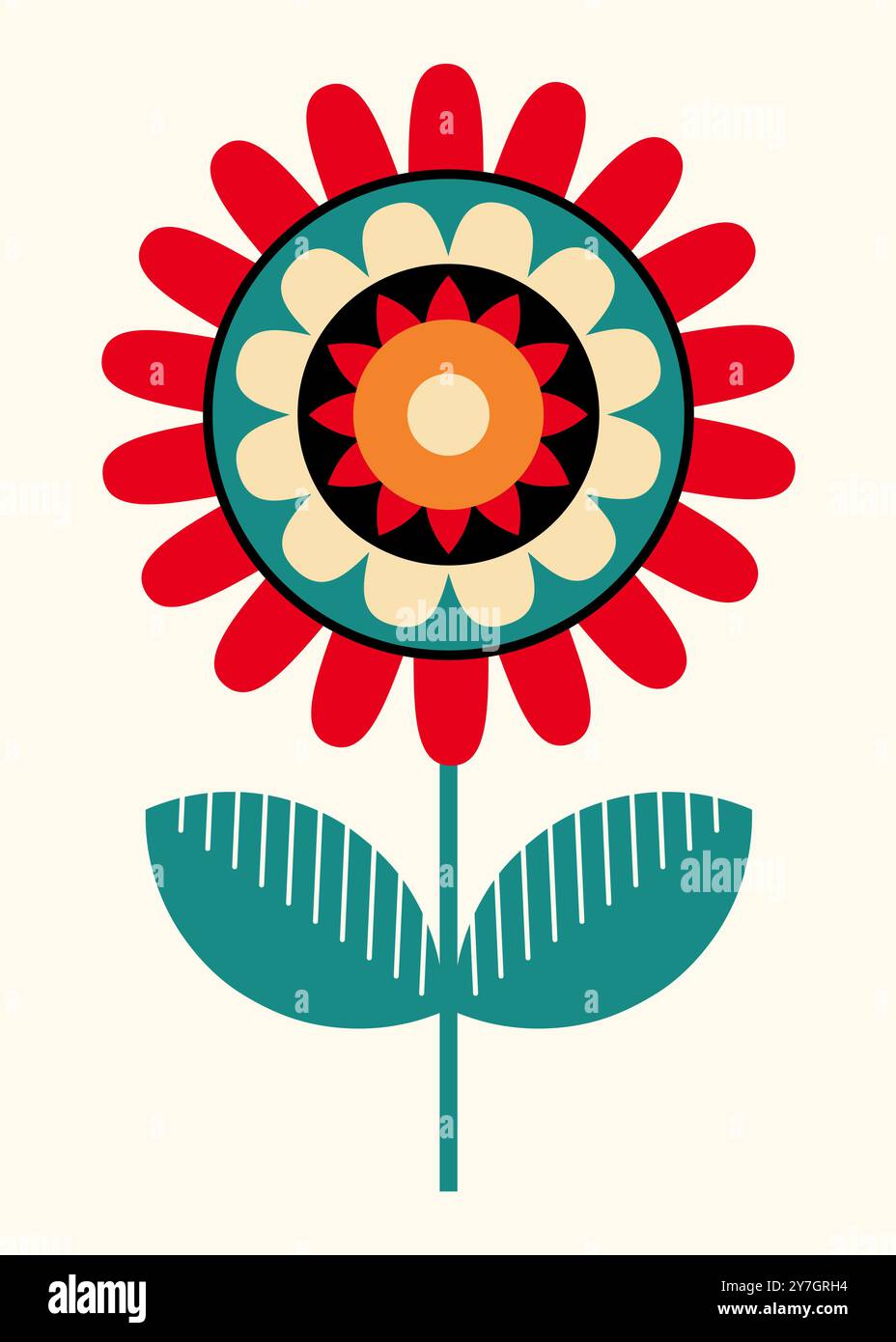 Moderne Blumenkunst Im Retro-Stil Stockfoto