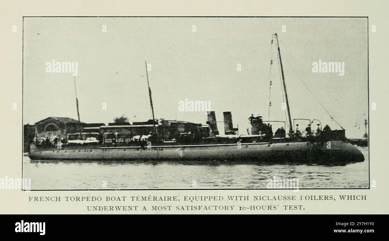 FRANZÖSISCHES TORPEDOBOOT TEMERAIRE, AUSGESTATTET MIT Niclausse-Kesseln aus dem Artikel WASSERROHRDAMPFERZEUGER FÜR DEN SEEVERKEHR. Von B. H. Thwaite vom Engineering Magazine widmet sich dem industriellen Fortschritt Band XX 1900 - 1901 The Engineering Magazine Co Stockfoto