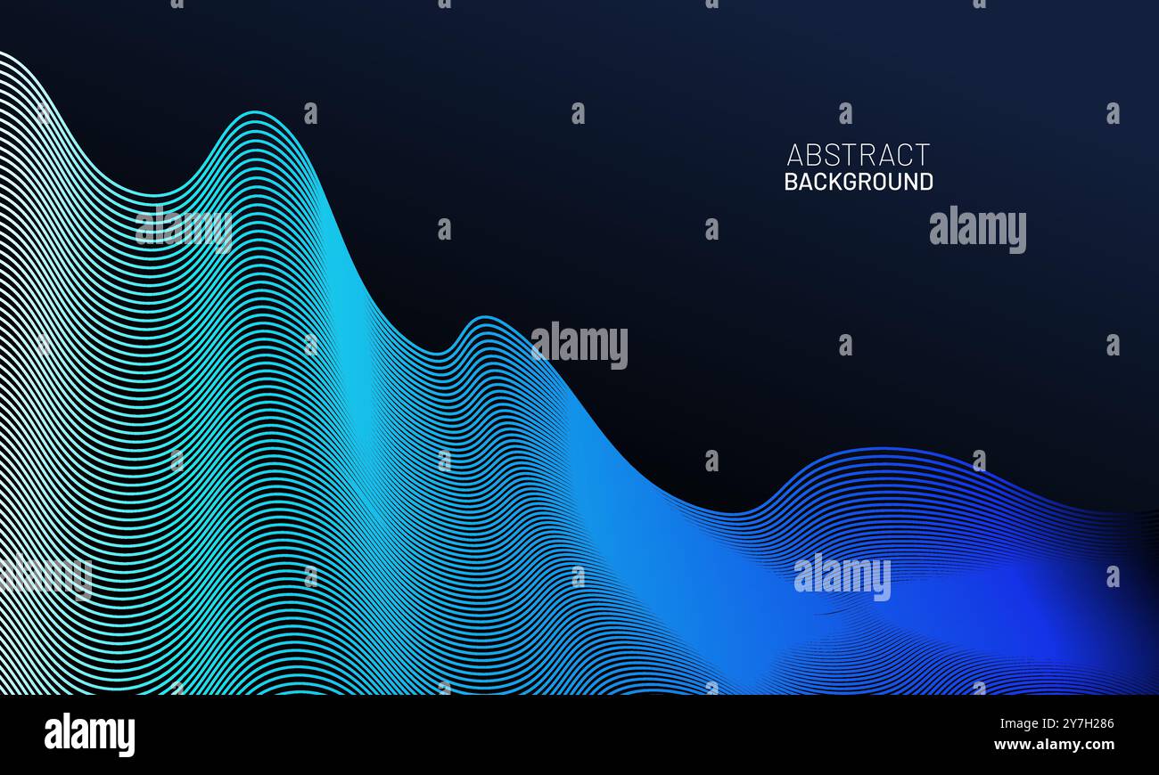 Abstrakter Vektorhintergrund mit blau fließenden dynamischen Wellenlinien Stock Vektor